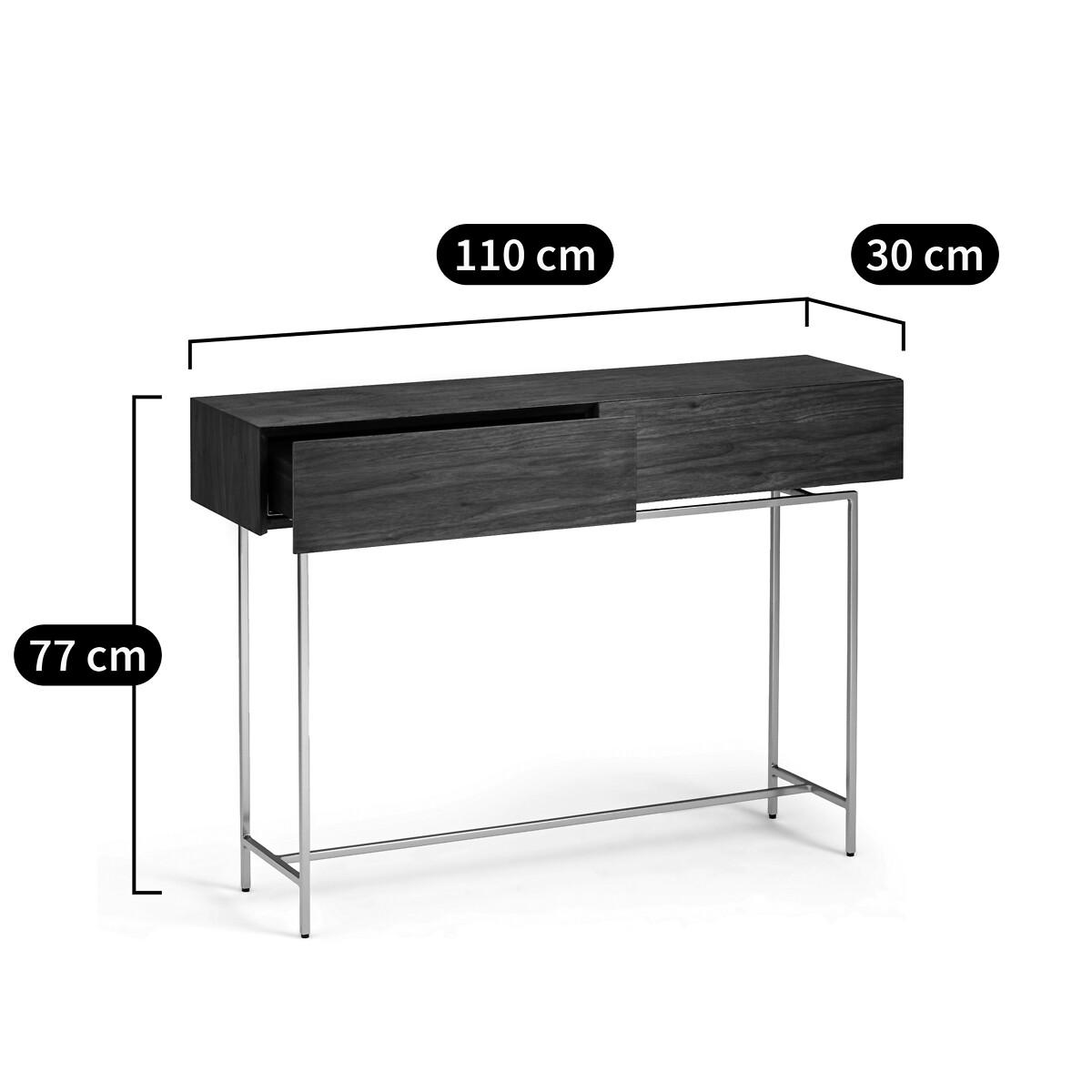 Oreko 2-Drawer Walnut Console Table – image 11