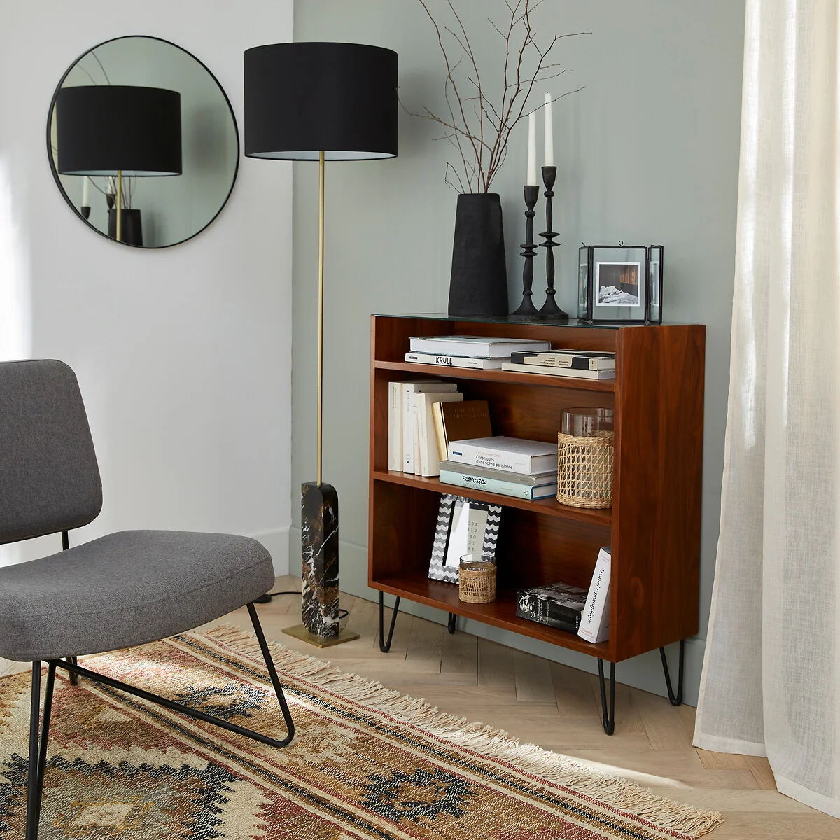 Watford Vintage Console Table with Shelving, Walnut Veneer – image 2