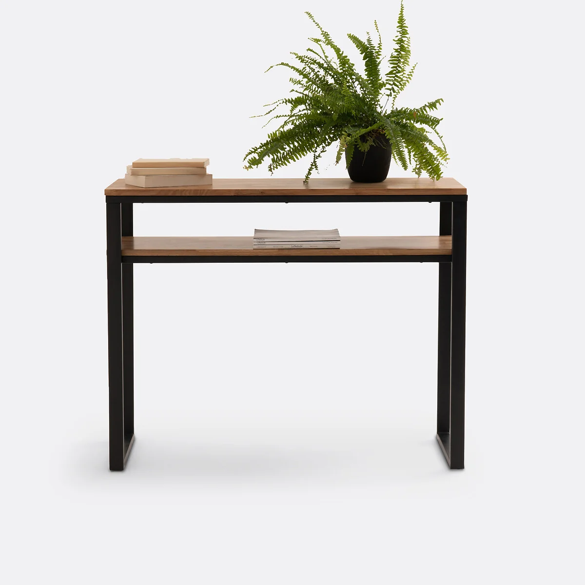 Hiba 2-Tier Console Table in Solid Oak and Steel – image 4