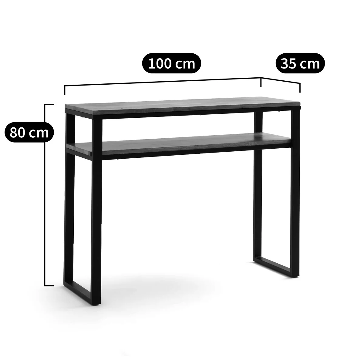 Hiba 2-Tier Console Table in Solid Oak and Steel – image 6