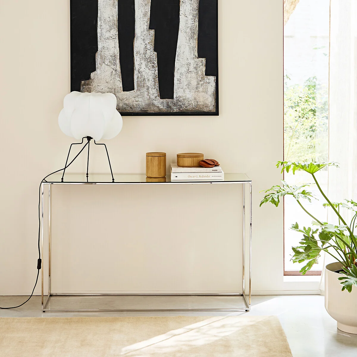 Mahaut Chrome-Plated Metal Mirrored Console Table – image 2