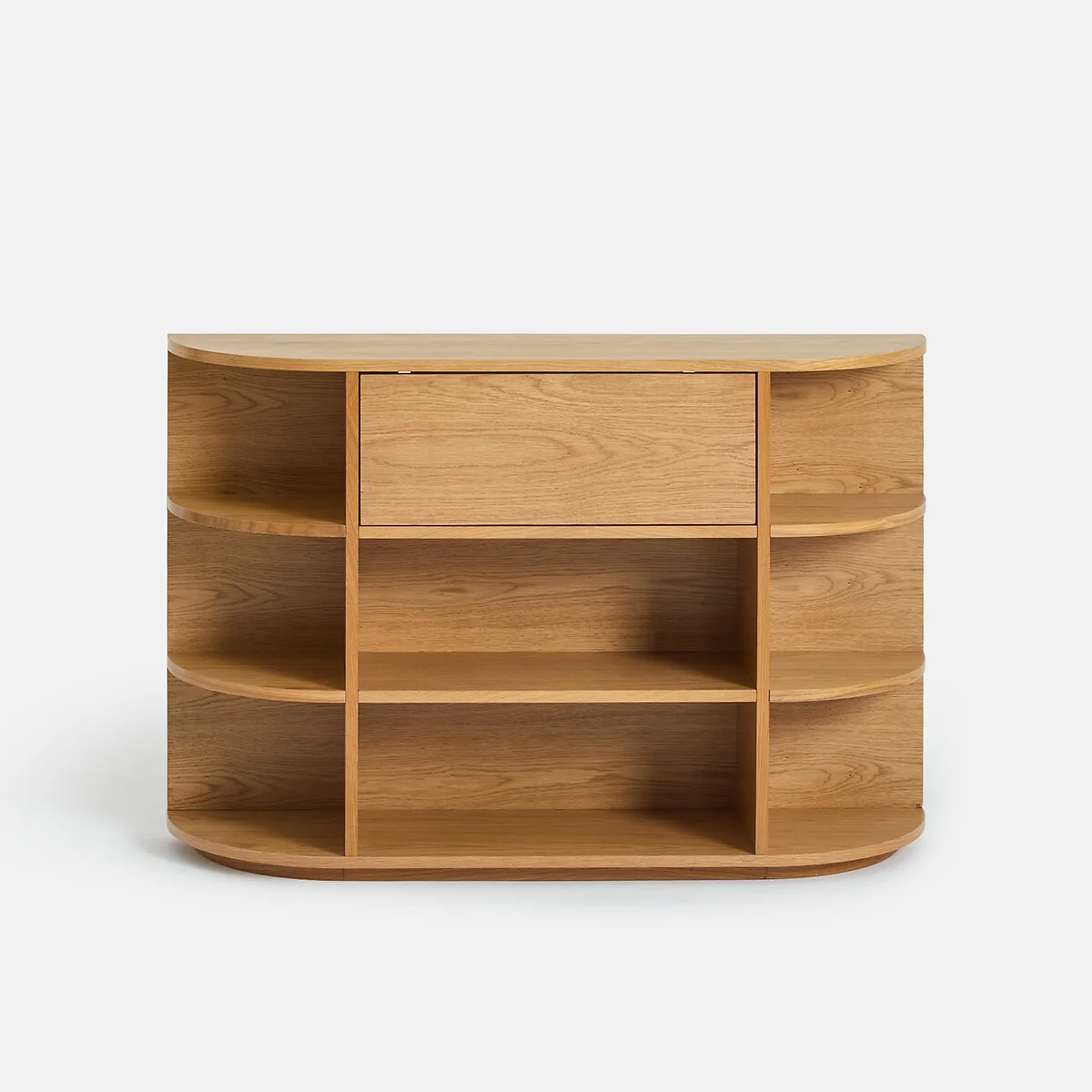 Maddy Oak Veneer Console Table with 1 Flap Door and 8 Compartments – image 2