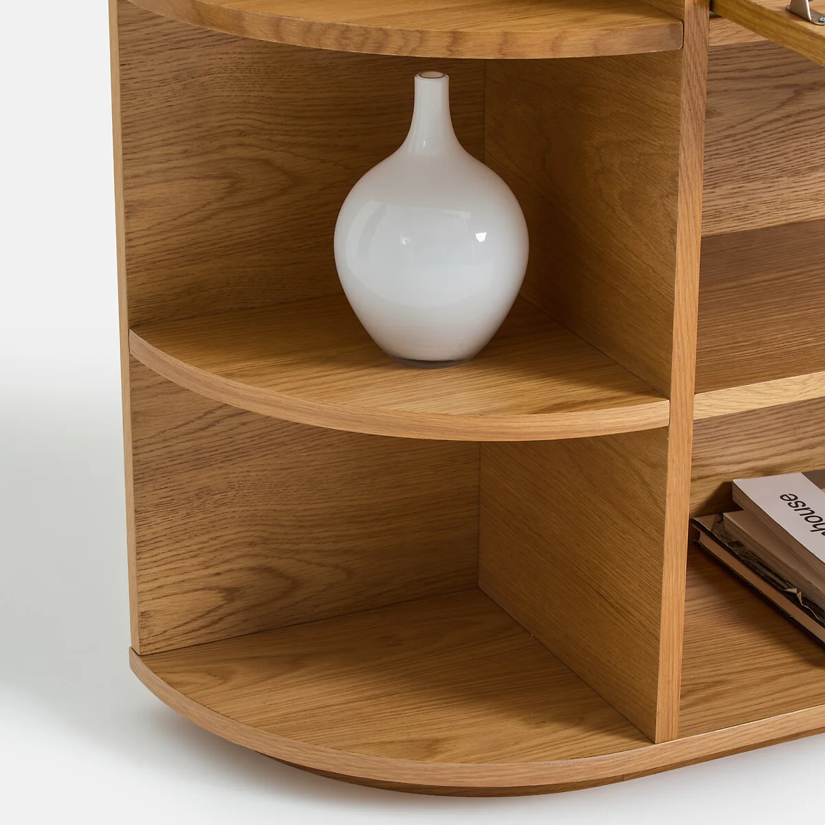 Maddy Oak Veneer Console Table with 1 Flap Door and 8 Compartments – image 7