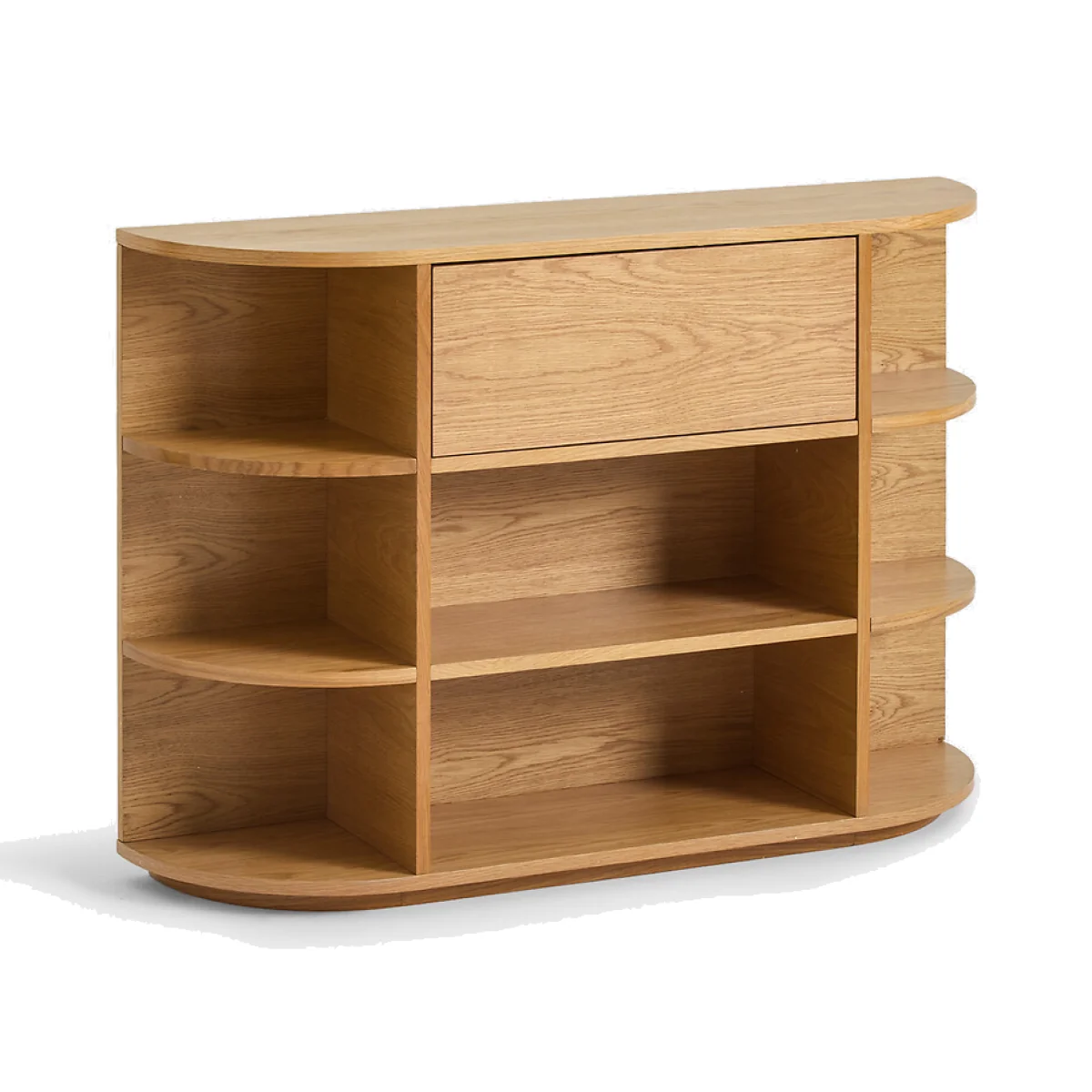 Maddy Oak Veneer Console Table with 1 Flap Door and 8 Compartments – image 1