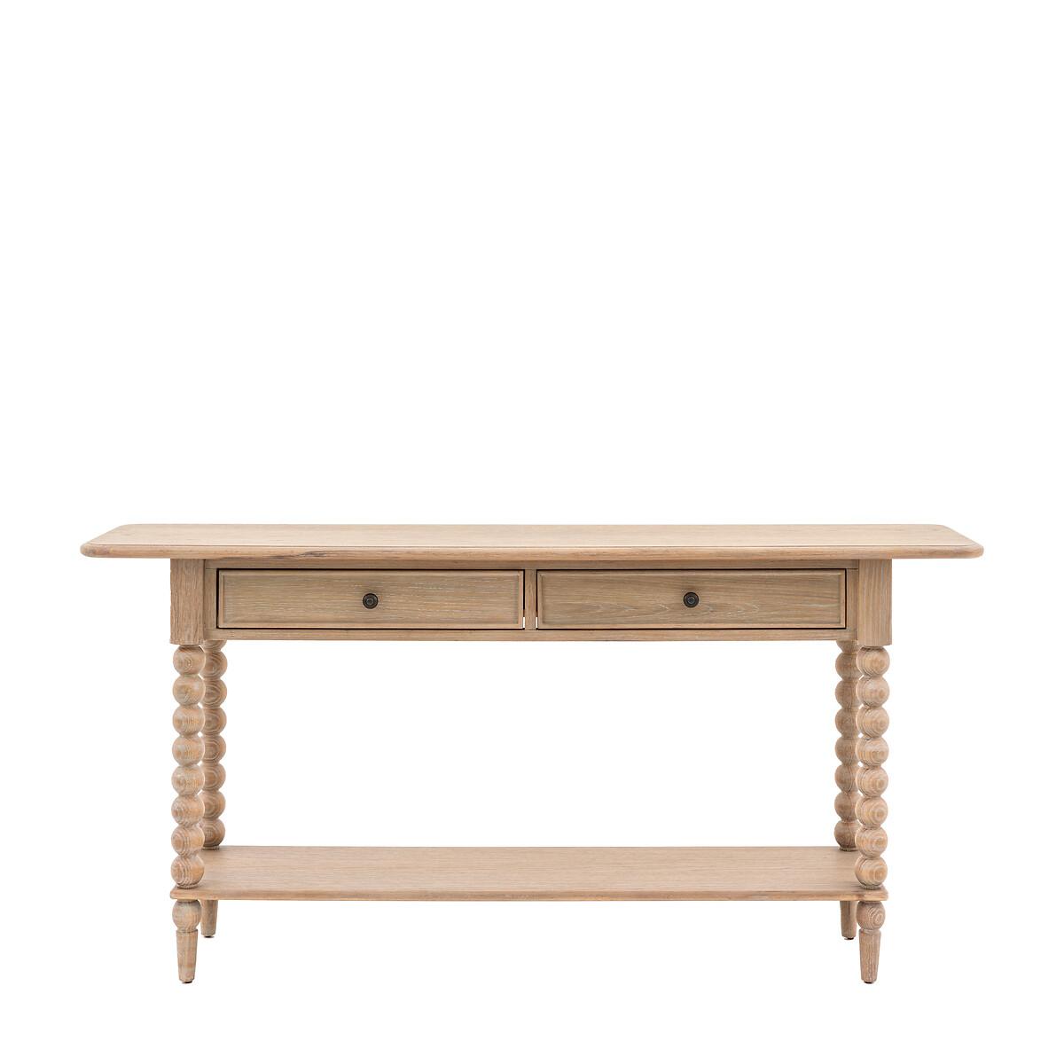 Ames Oak Console Table with Pompom Legs – image 2