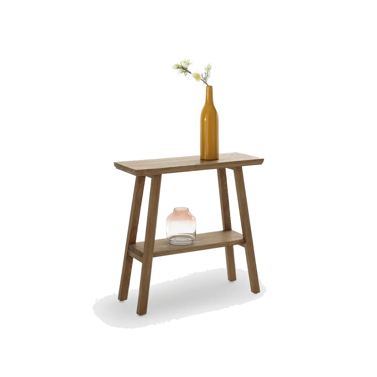 Asayo Solid Elm Two Tier Console Table