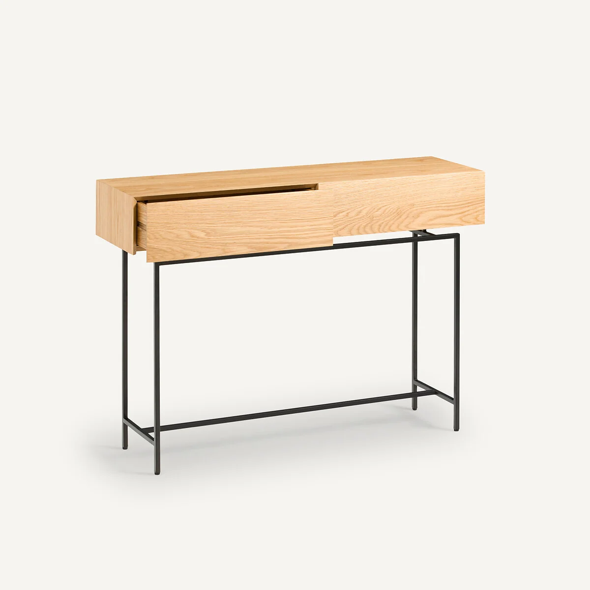 Oreko Console Table in Oak Veneer, 2 Drawers – image 3