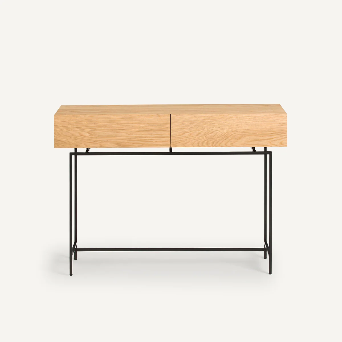 Oreko Console Table in Oak Veneer, 2 Drawers – image 4