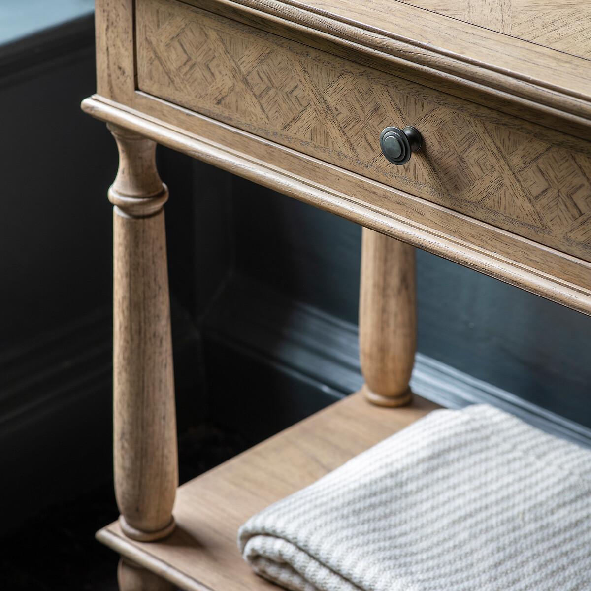 Nashik Ash Wood Parquet 2 Drawer Console Table – image 2