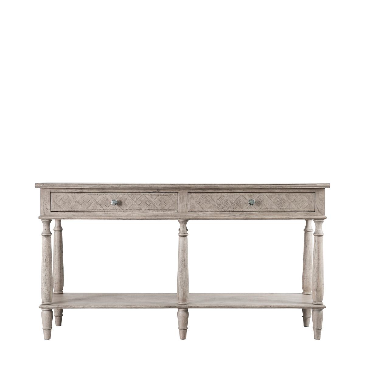 Nashik Ash Wood Parquet 2 Drawer Console Table – image 3