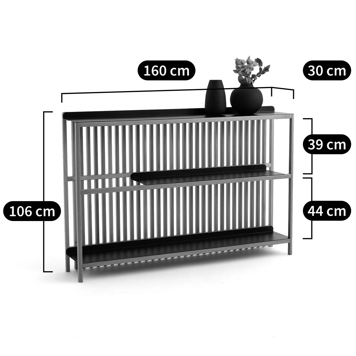 Jac Solid Oak & Metal Slatted Console Table – image 6