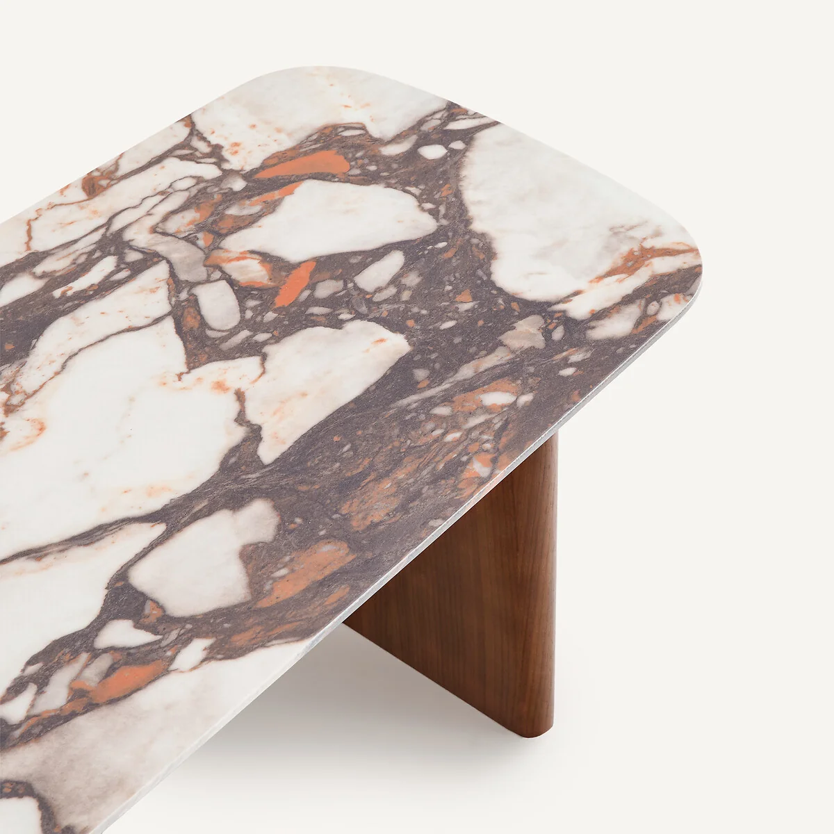 Dolmena Ceramic and Walnut Veneer Low Console Table – image 5