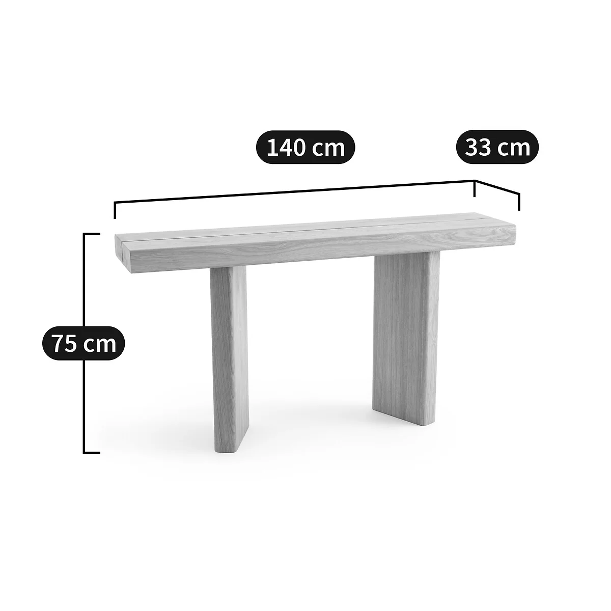 Olaga Console Table in Oak and Oak Veneer, L140cm – image 9