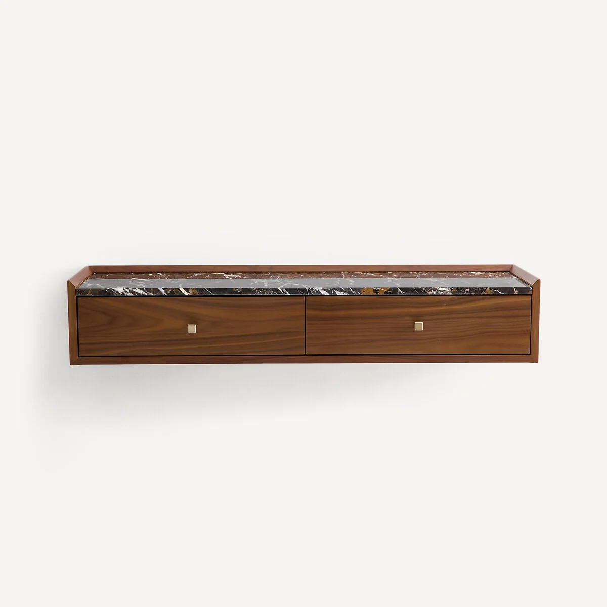Noham Wall-Mounted Console Table in Walnut Veneer and Amber Marble – image 3