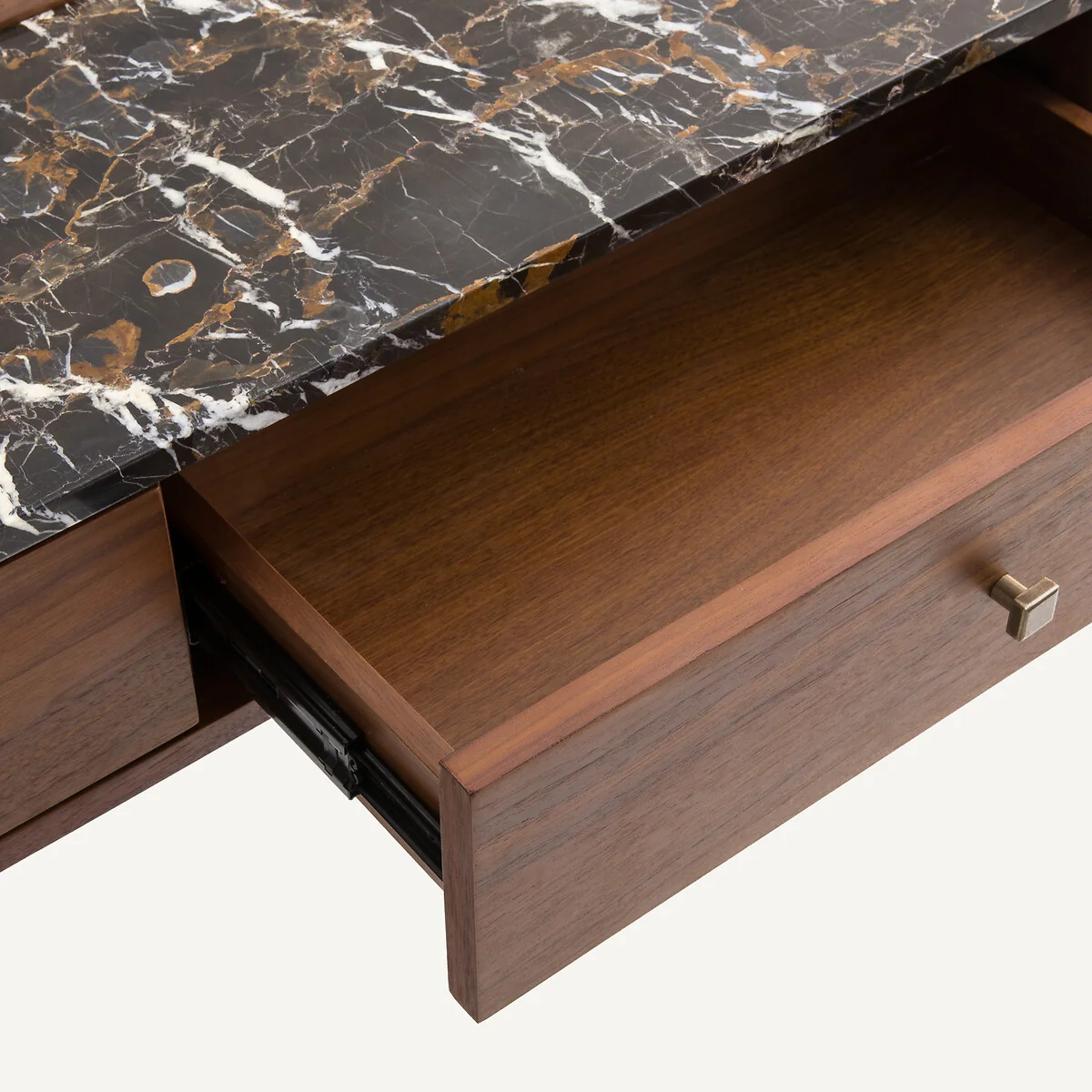 Noham Wall-Mounted Console Table in Walnut Veneer and Amber Marble – image 5