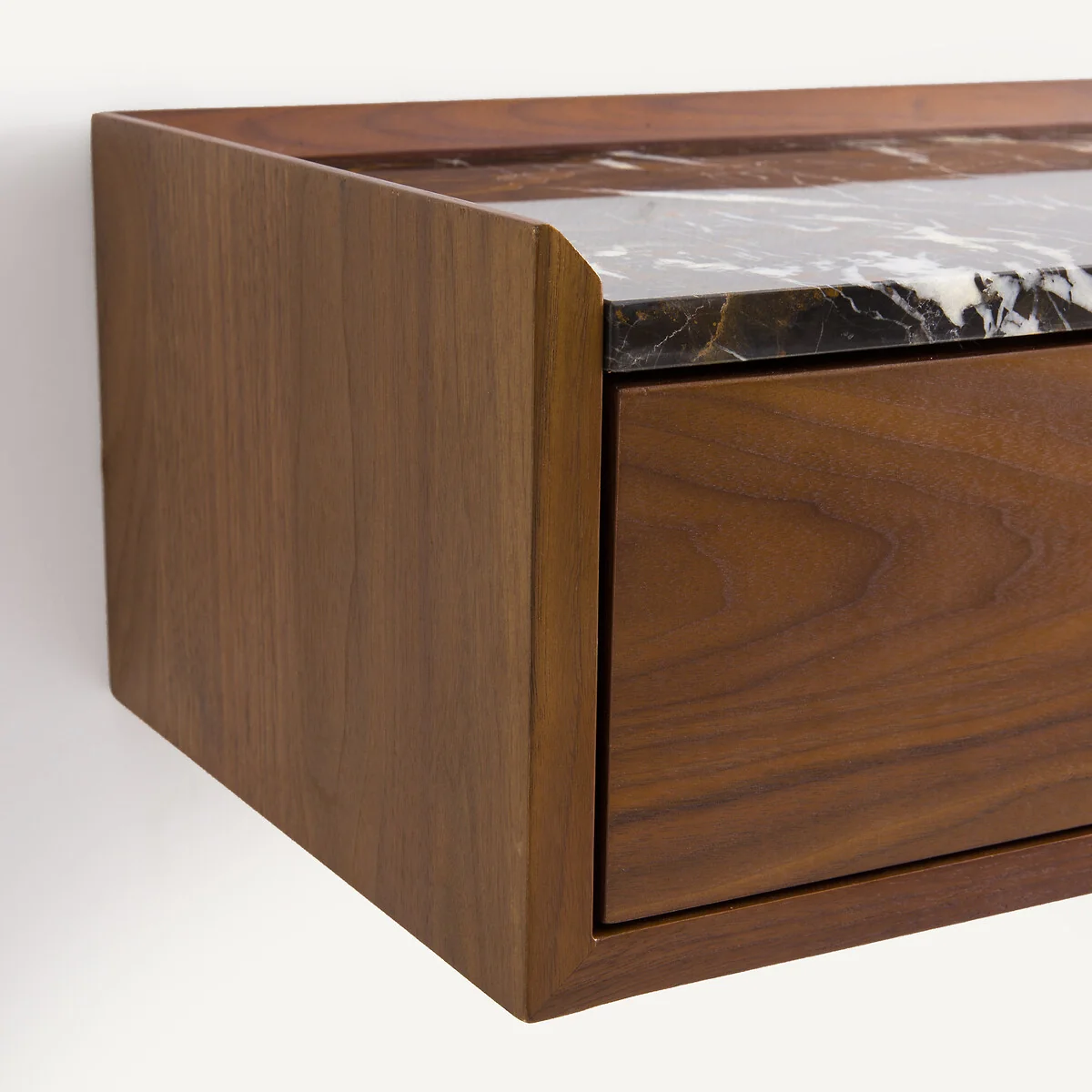 Noham Wall-Mounted Console Table in Walnut Veneer and Amber Marble – image 6