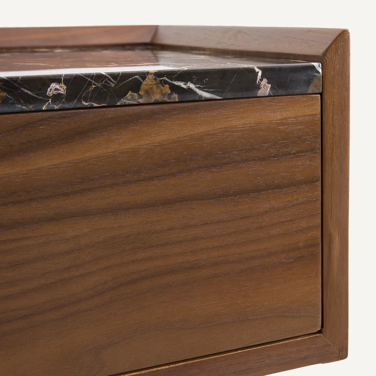 Noham Wall-Mounted Console Table in Walnut Veneer and Amber Marble – image 7