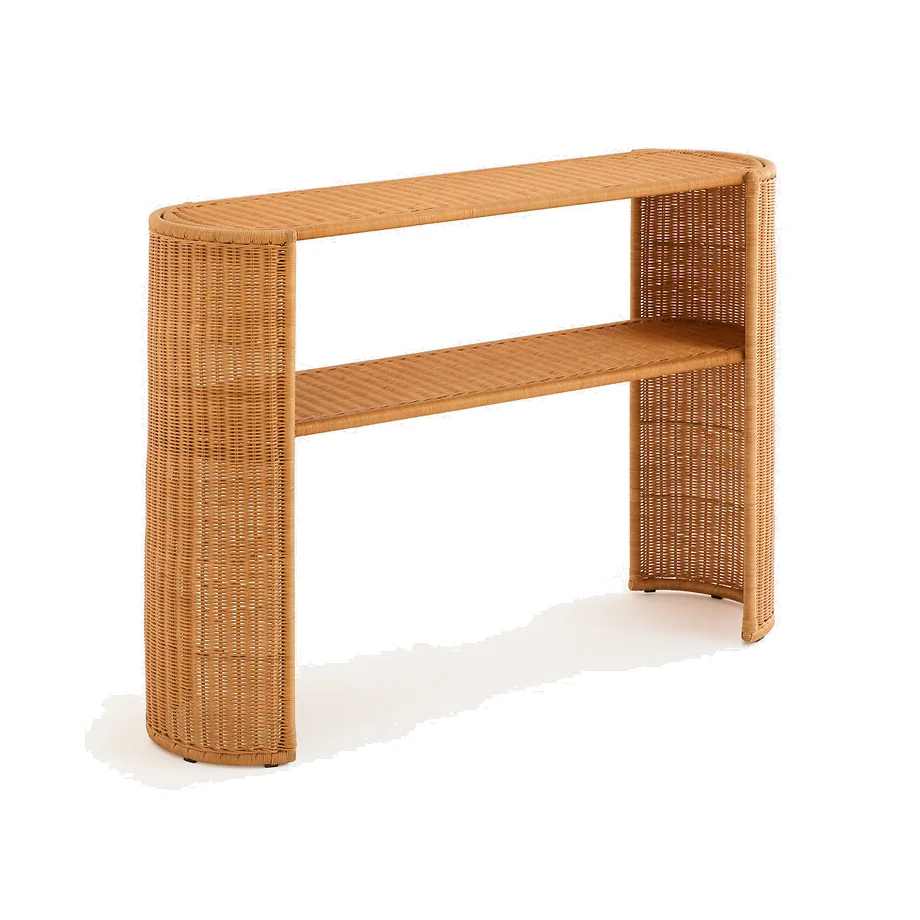 Joema Woven Rattan Two-Shelf Console Table – image 1