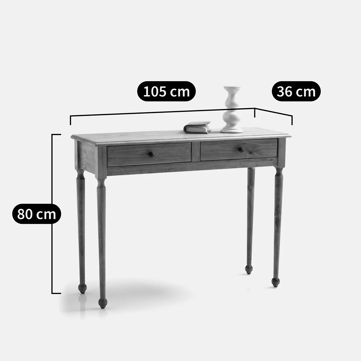 2-Drawer Console Table in Solid Pine and MDF – image 3