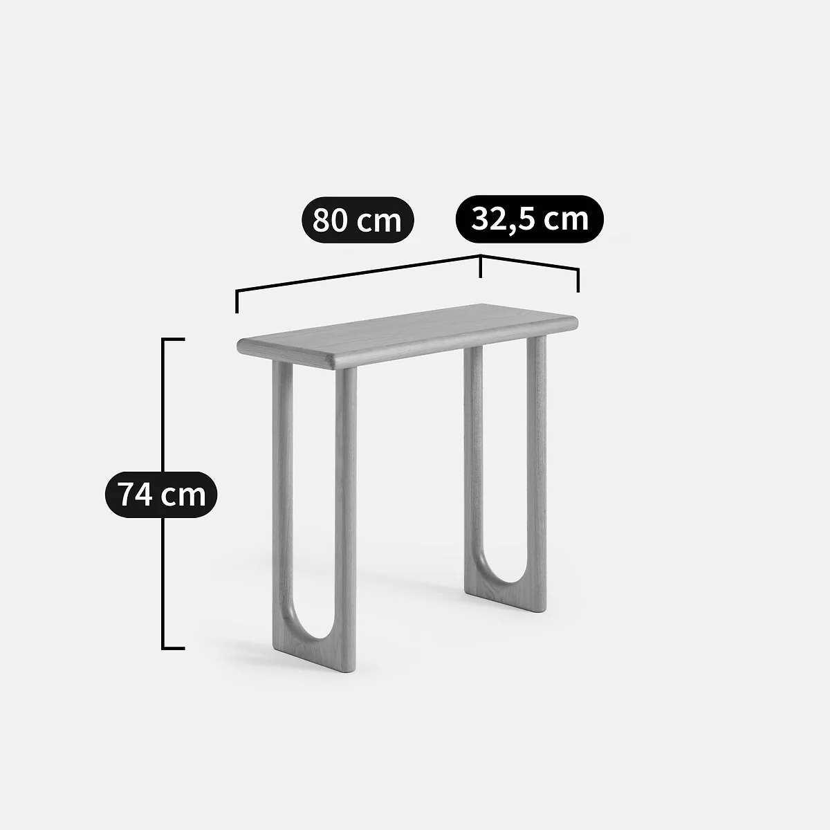 Douve Console Table in Solid Oak and Oak Veneer, Width 80cm – image 6