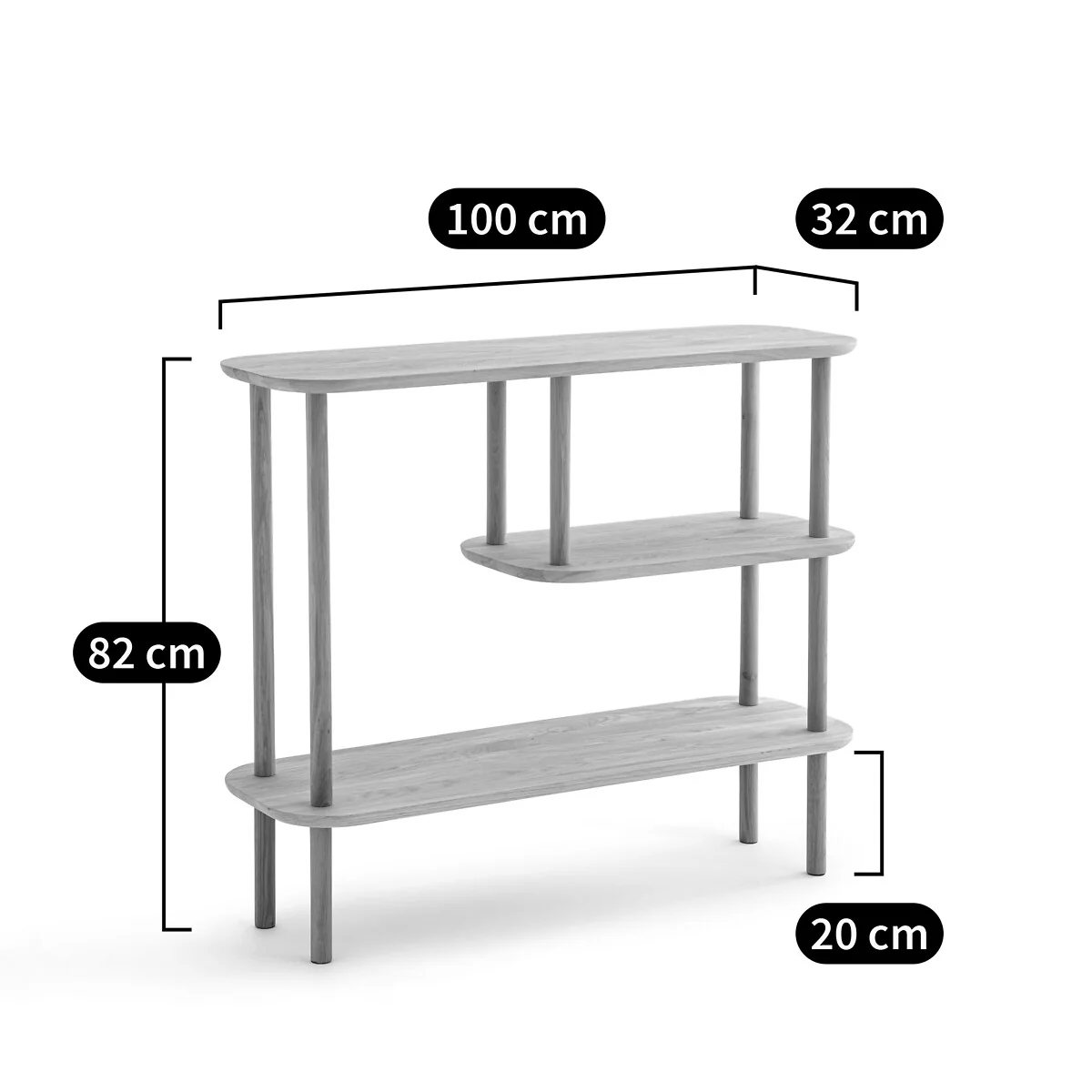 Crueso Asymmetric Solid Oak Console Table – image 9