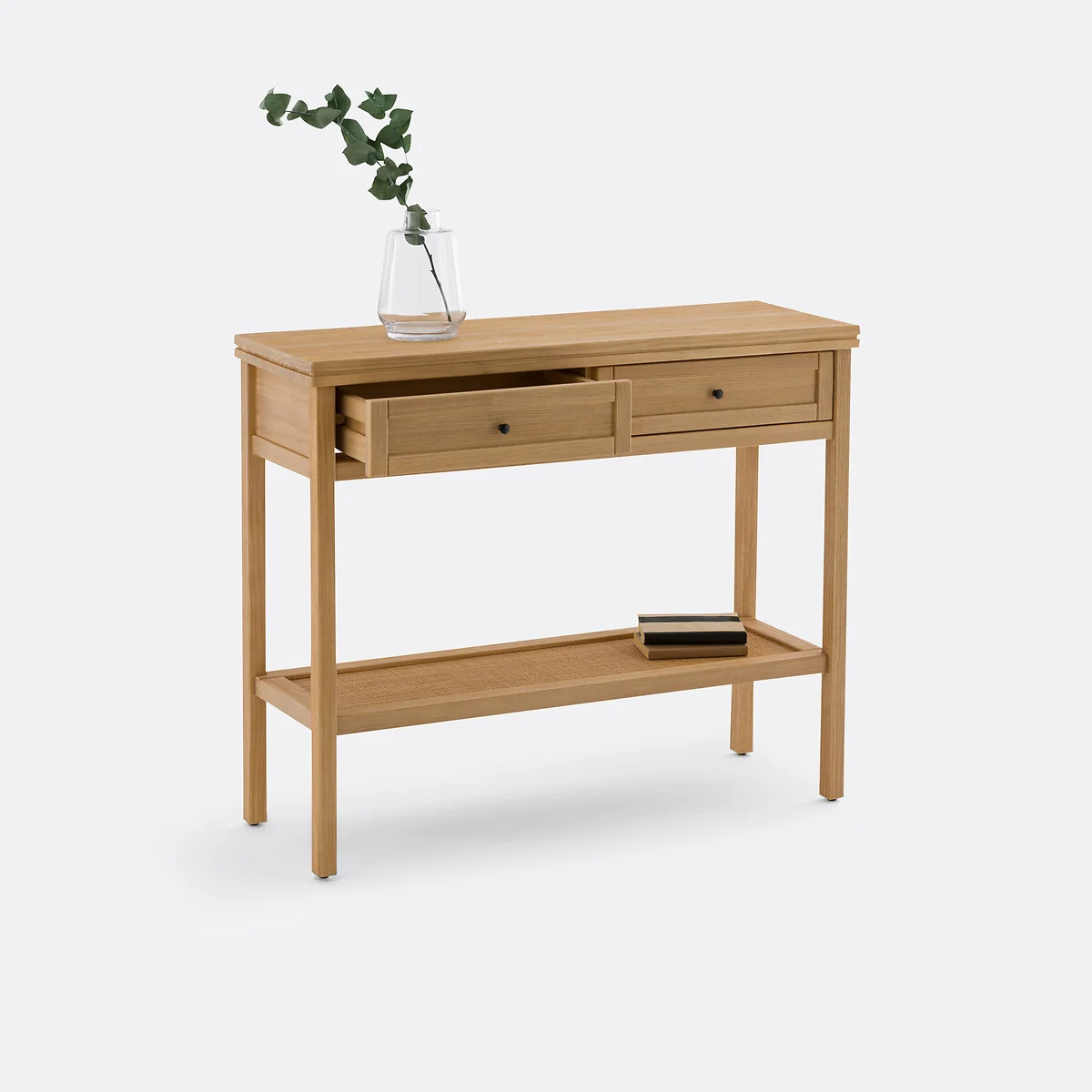 Gabin Solid Pine & Cane Double Level Console Table – image 4