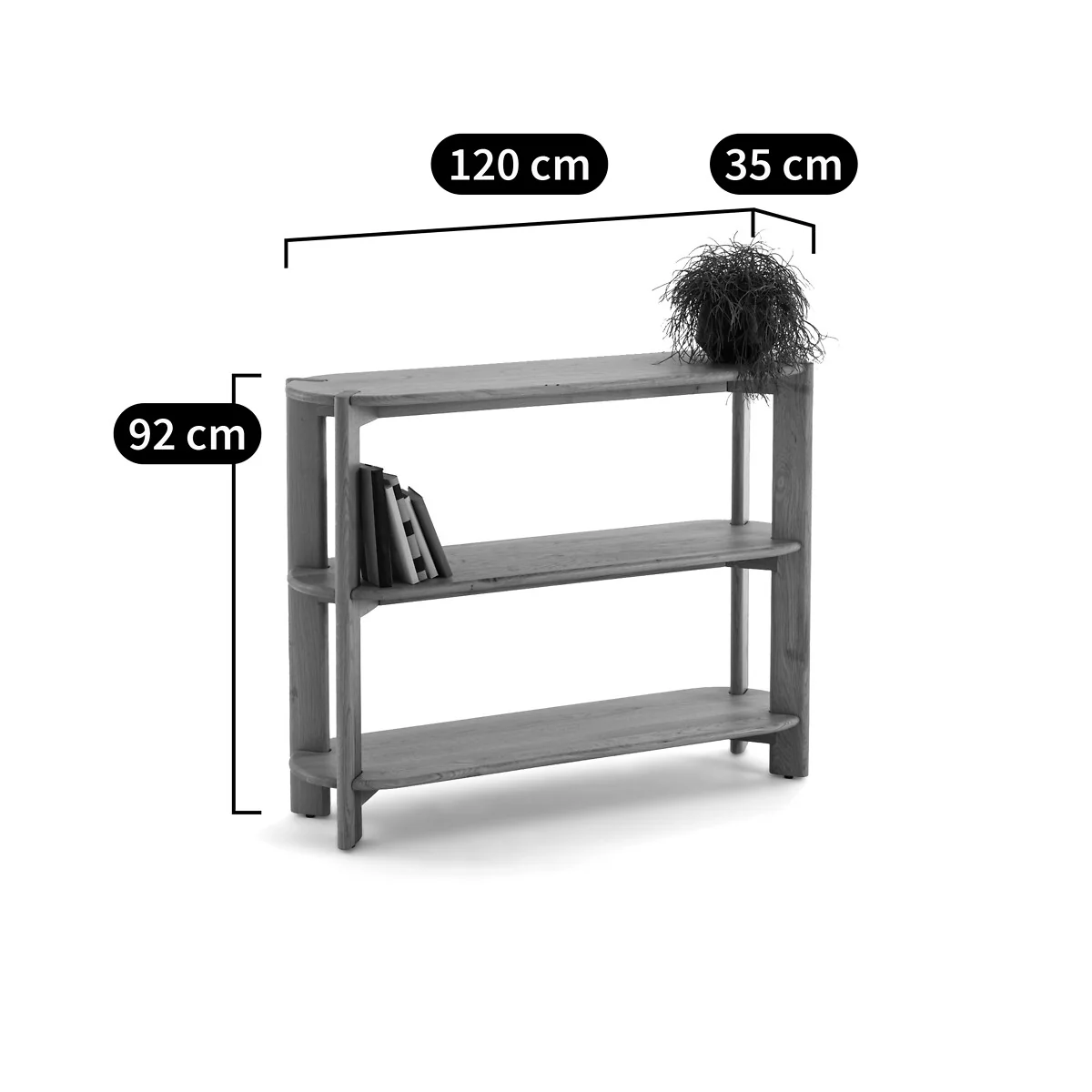 Elmo 3-Shelf Console Table in Solid Oak – image 7