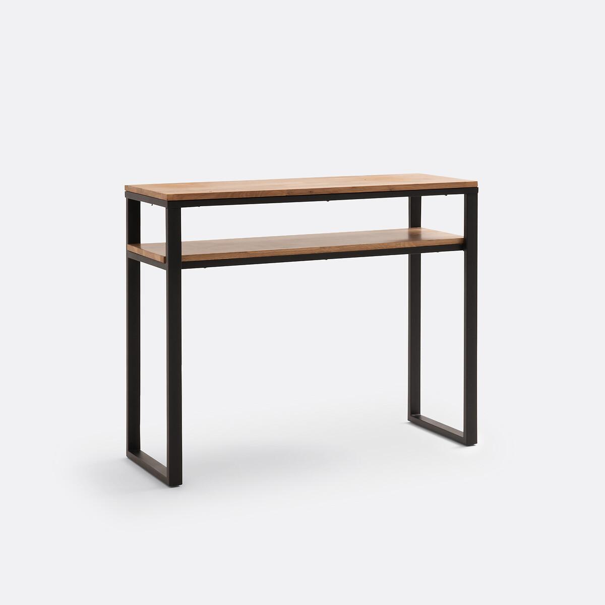 Hiba Two-Level Solid Oak & Metal Console Table – image 3