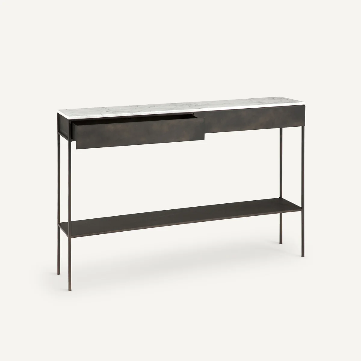 Fébée White Marble & Metal Console Table – image 3