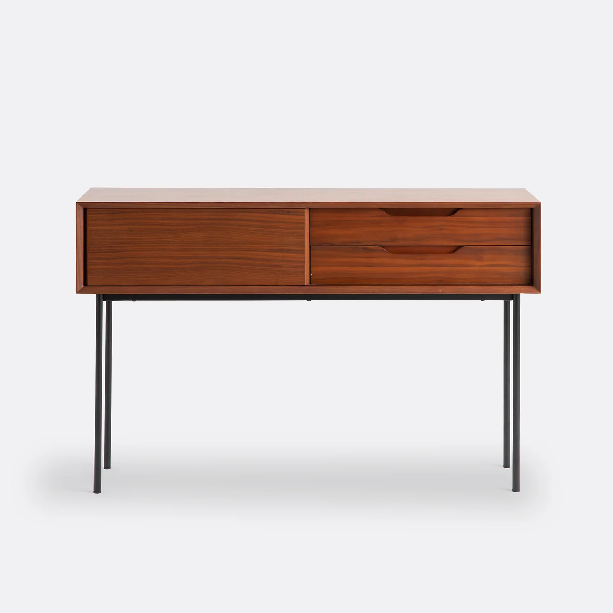 Noyeto Console Table with 1 Door, 2 Drawers in Walnut Veneer – image 3
