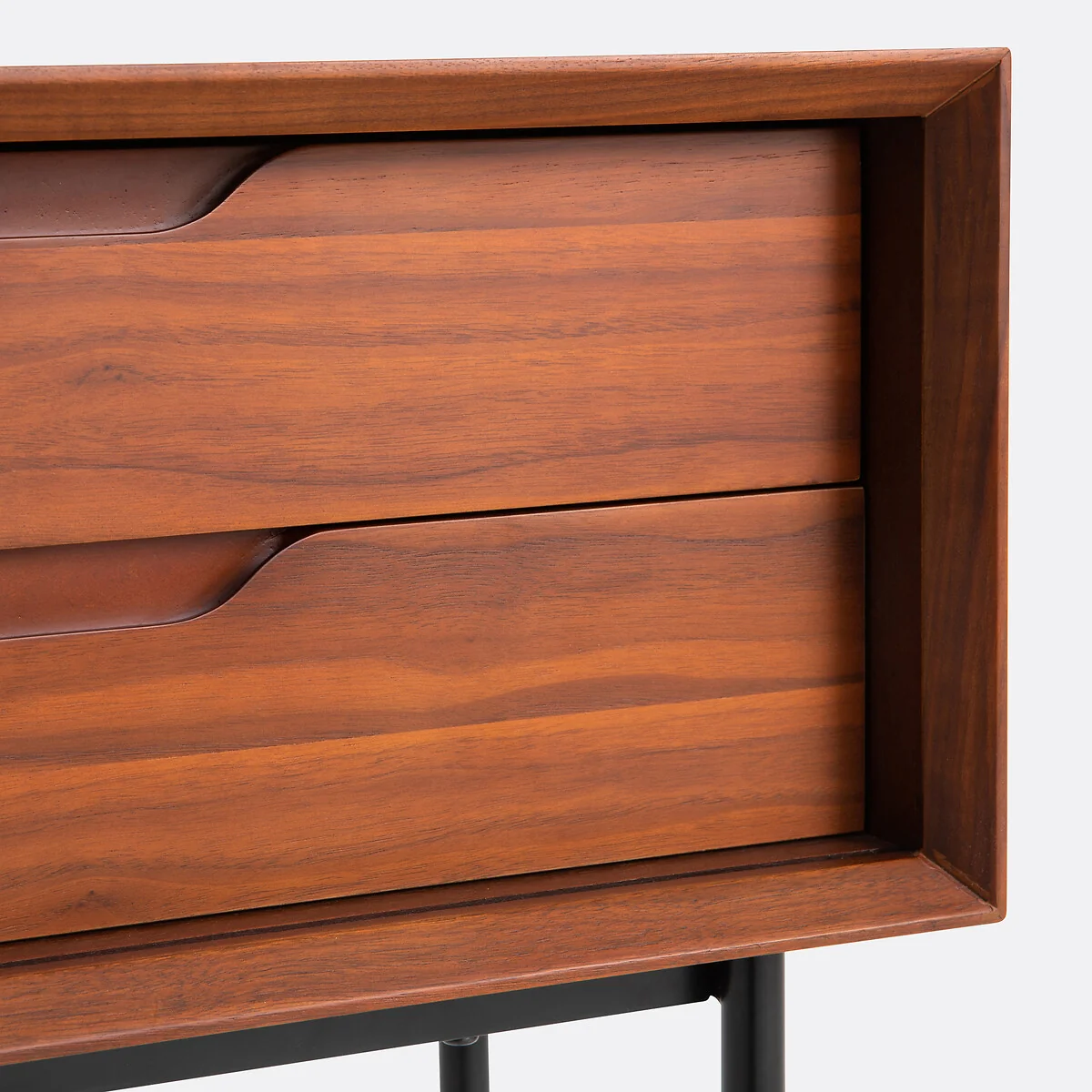 Noyeto Console Table with 1 Door, 2 Drawers in Walnut Veneer – image 6