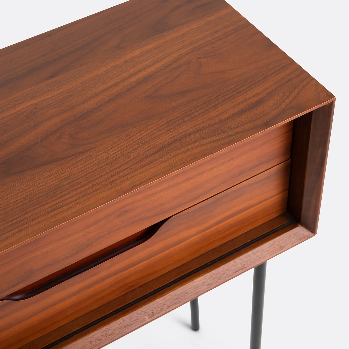 Noyeto Console Table with 1 Door, 2 Drawers in Walnut Veneer – image 7