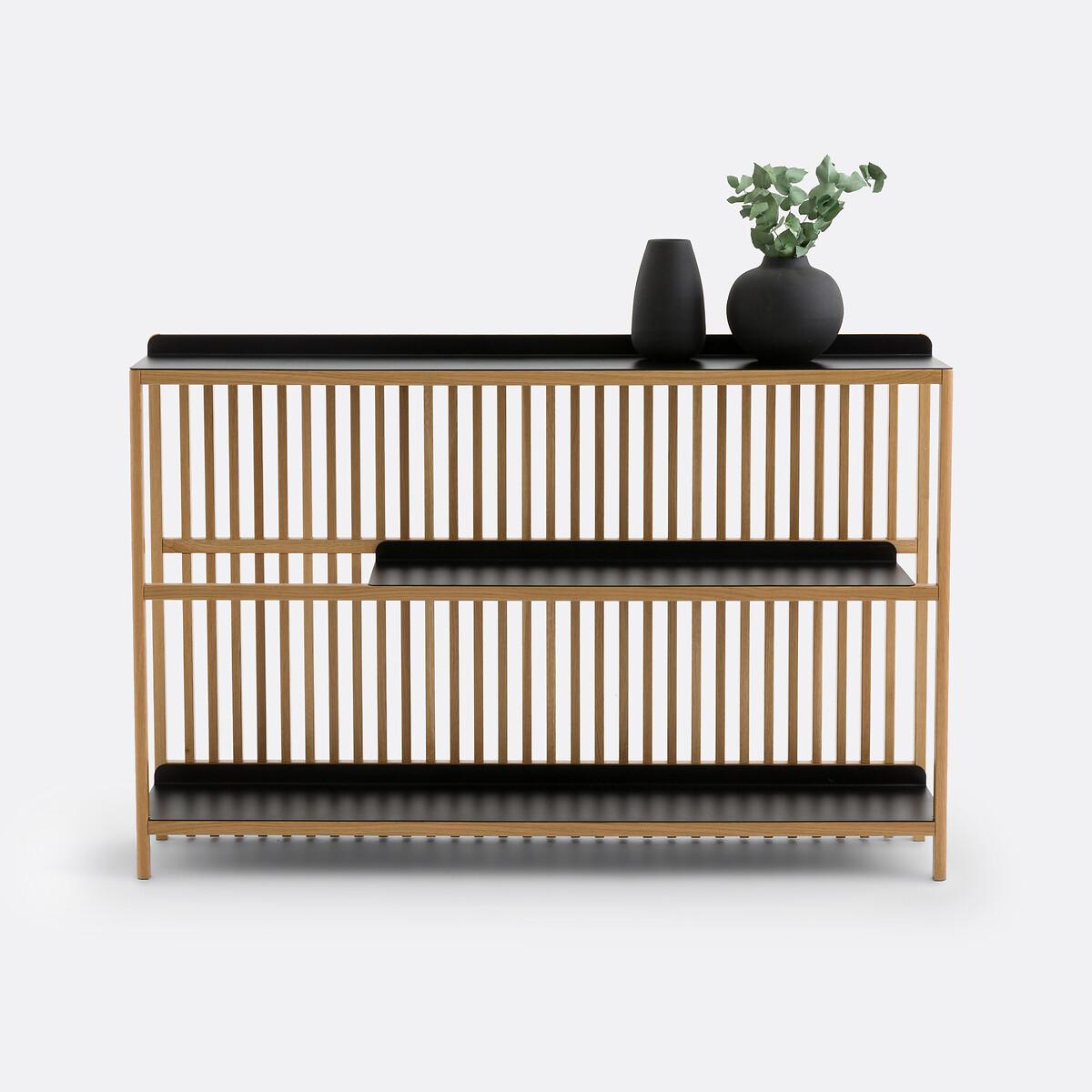 Jac Solid Oak & Metal Slatted Console Table – image 3