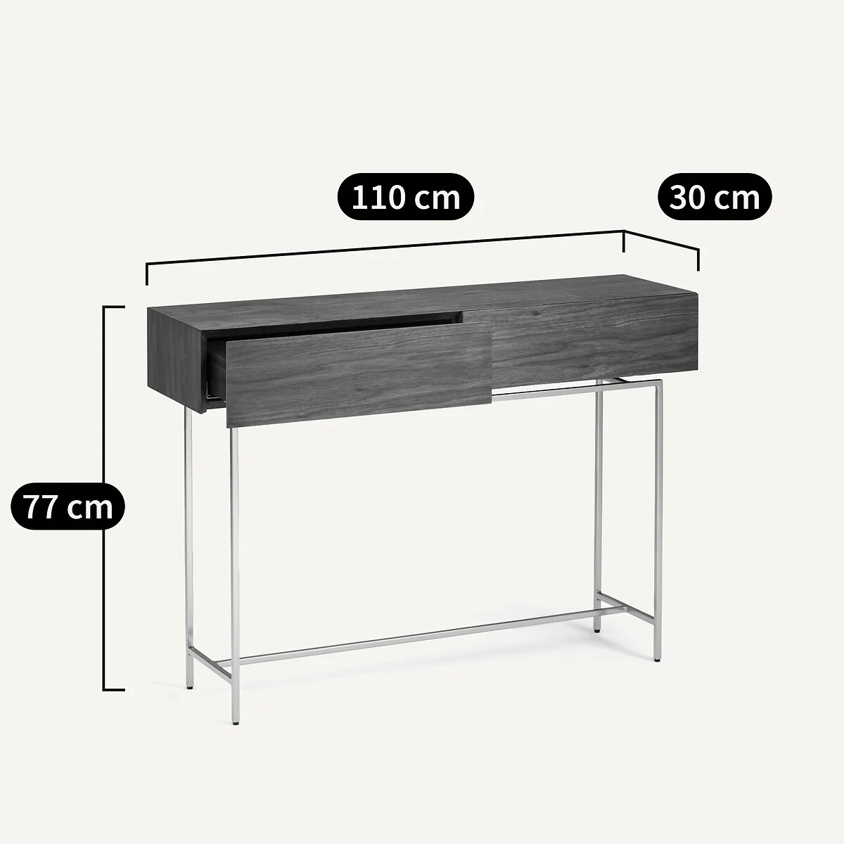Oreko 2-Drawer Walnut Console Table – image 9