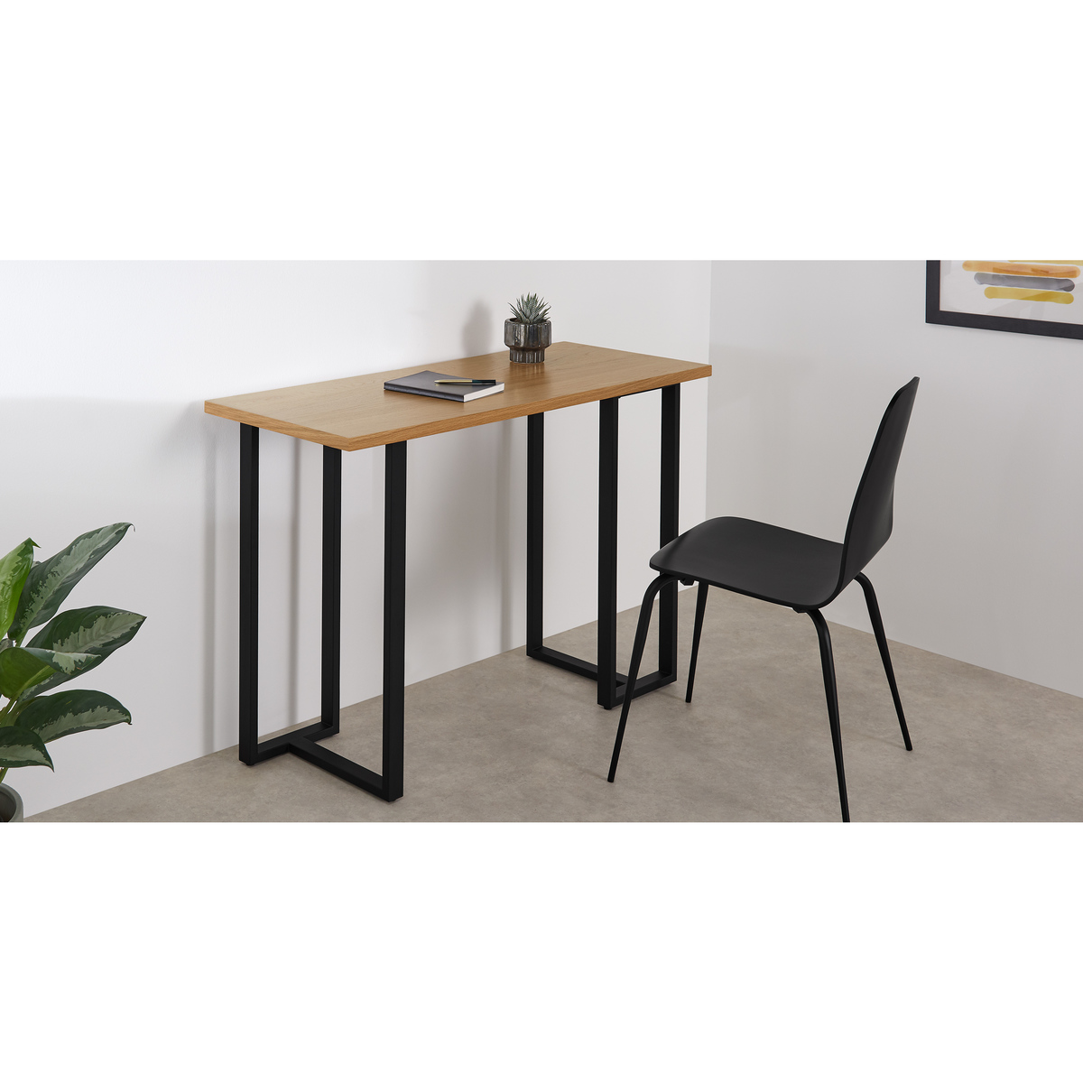 Miru Console Desk, Oak and Black – image 2