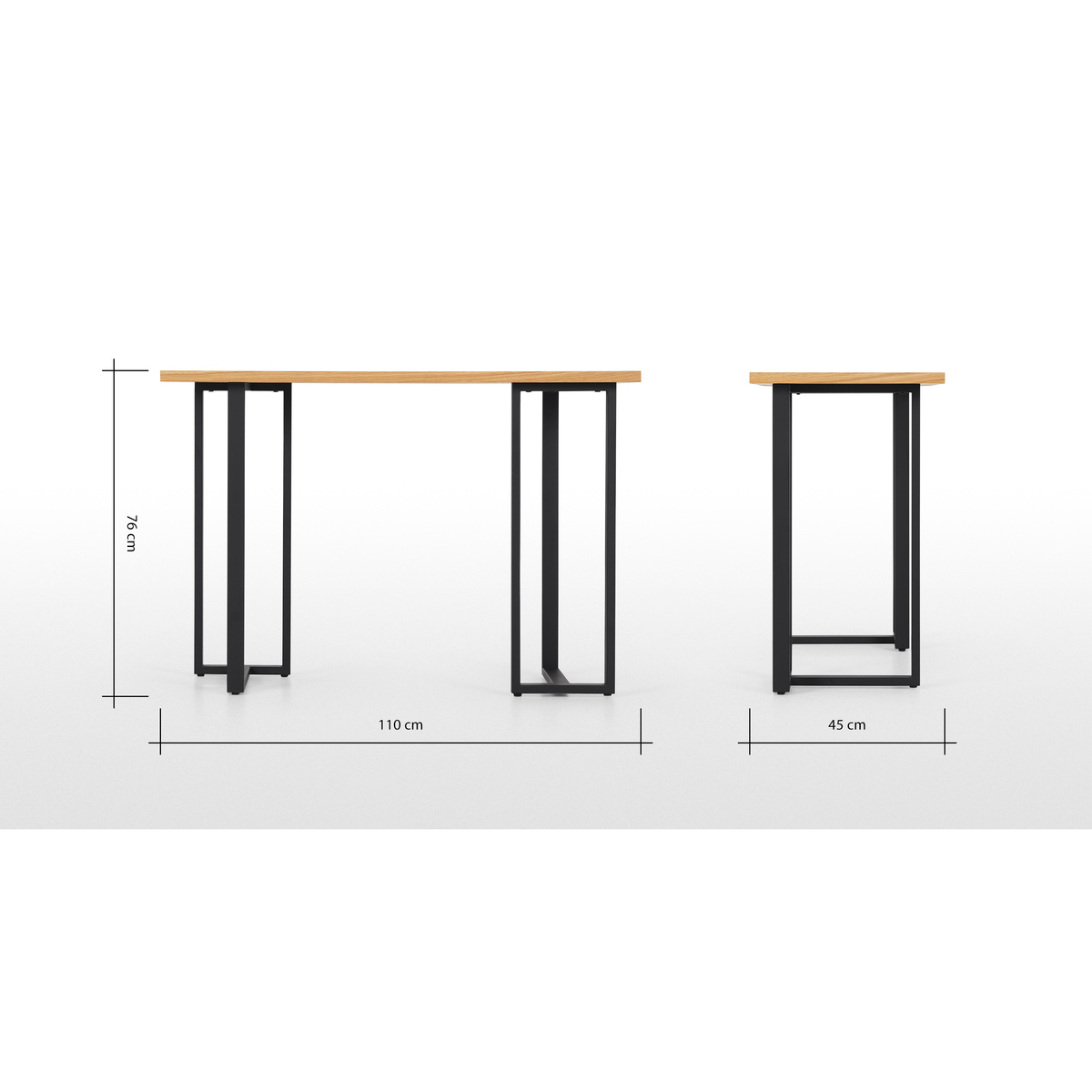 Miru Console Desk, Oak and Black – image 7