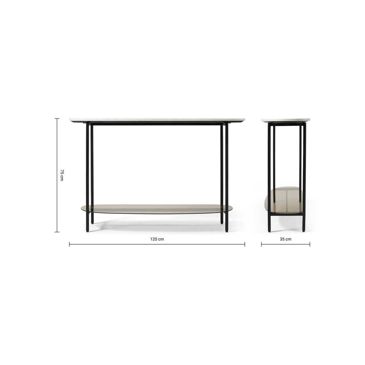 Tiziana Console Table, White Marble & Amber Glass – image 8