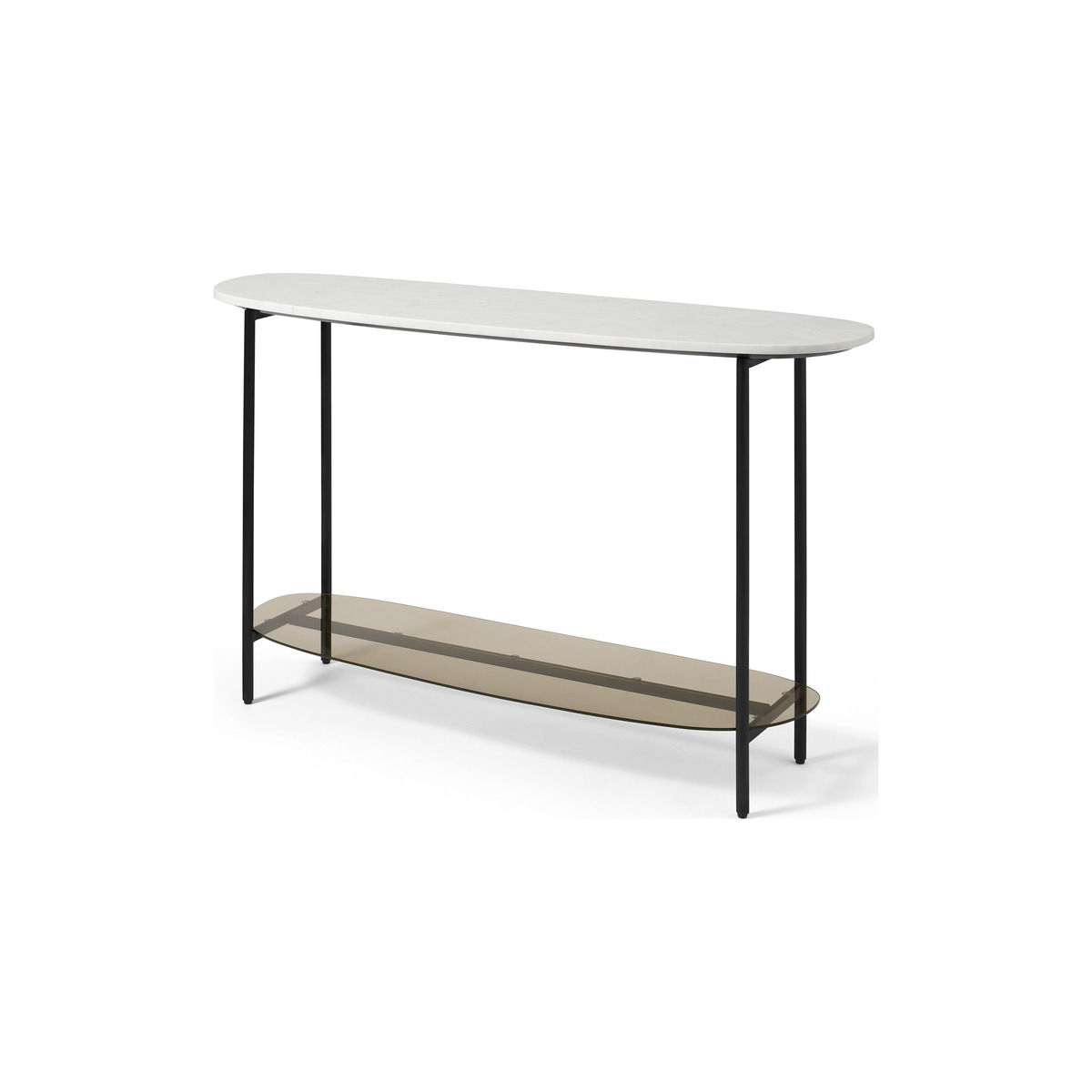 Tiziana Console Table, White Marble & Amber Glass – image 1