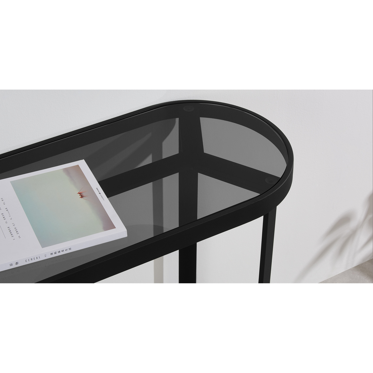 Aula Console Table, Black & Grey Glass – image 3