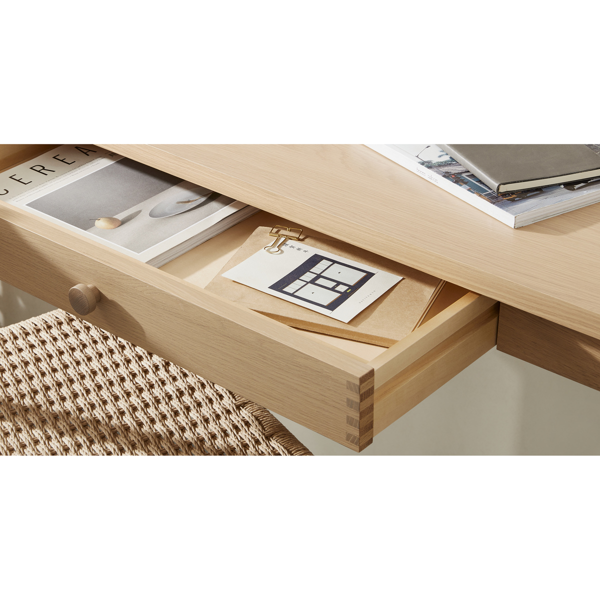 Gideon Console Desk, Oak – image 3
