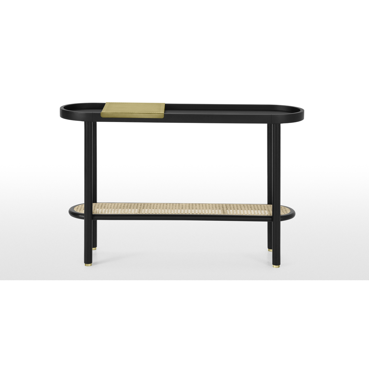 Ankhara Console Table, Black Stained Oak & Cane – image 5