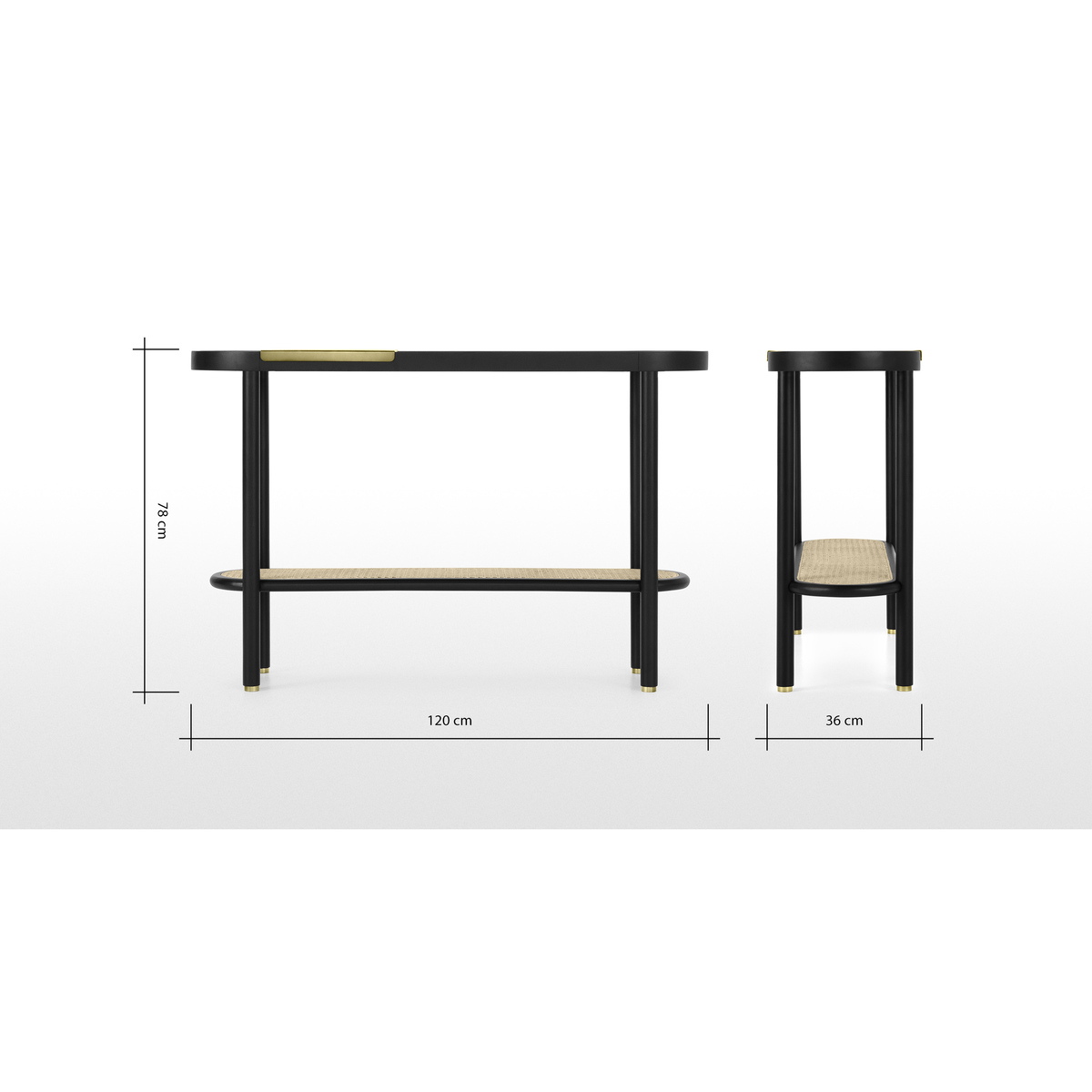 Ankhara Console Table, Black Stained Oak & Cane – image 7