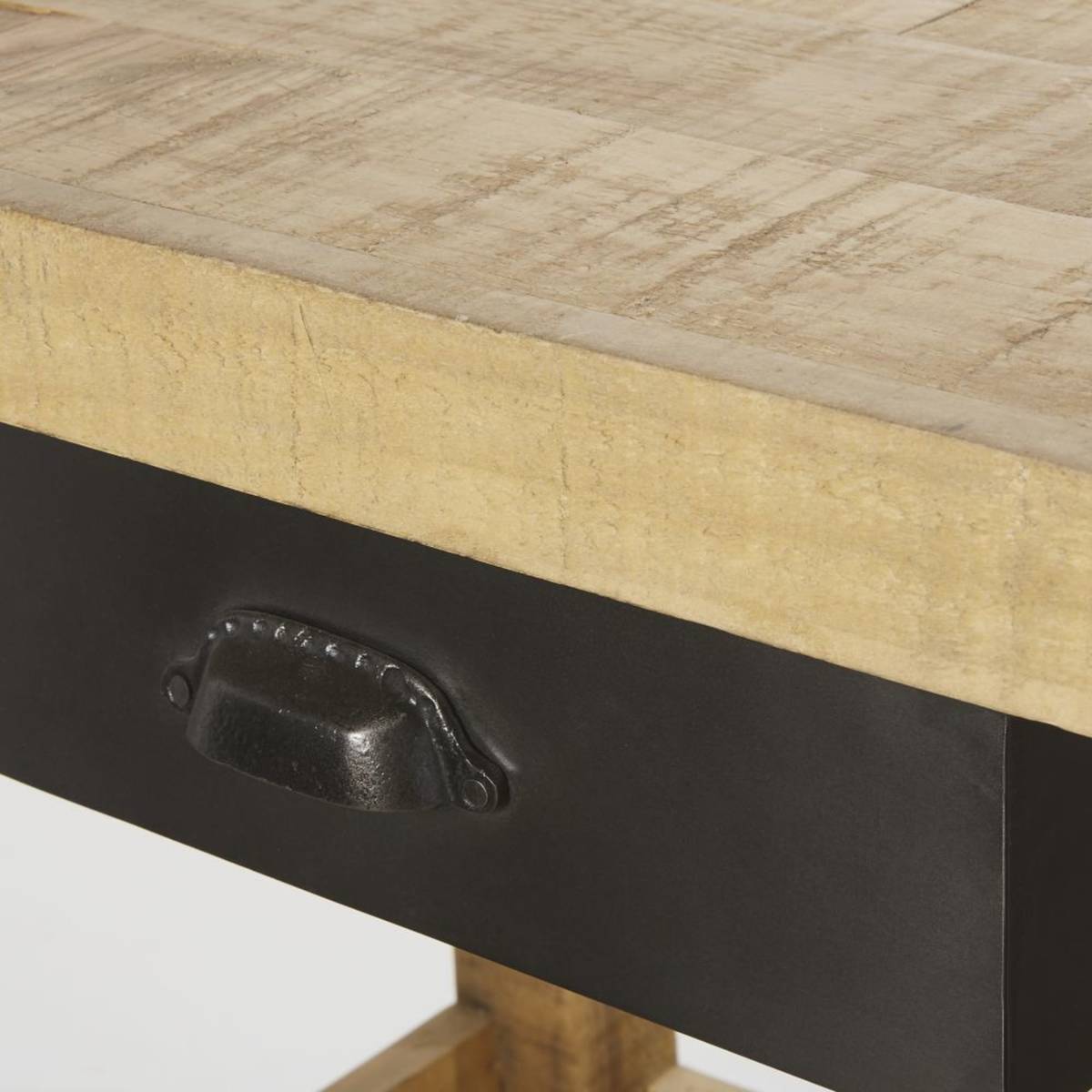 Recycled Pine and Metal Industrial 1-Drawer Console Table Carpenter – image 4