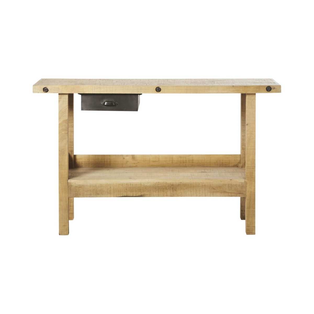 Recycled Pine and Metal Industrial 1-Drawer Console Table Carpenter – image 2