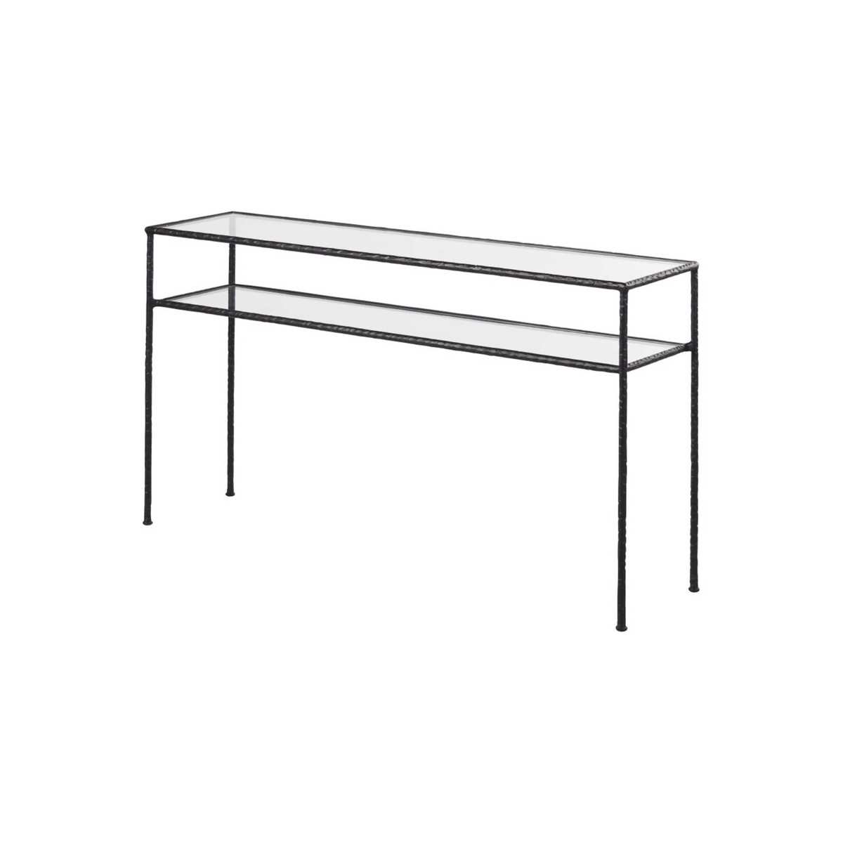 Tempered Glass and Black Hammered Metal Console Table Annabelle – image 2