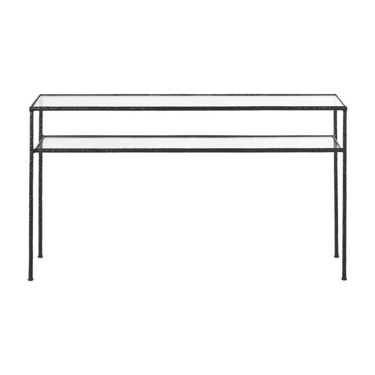 Tempered Glass and Black Hammered Metal Console Table Annabelle – image 1
