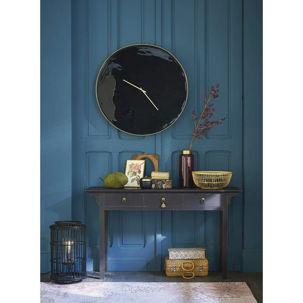 Black Solid Pine 3-Drawer Console Table Liya – image 3