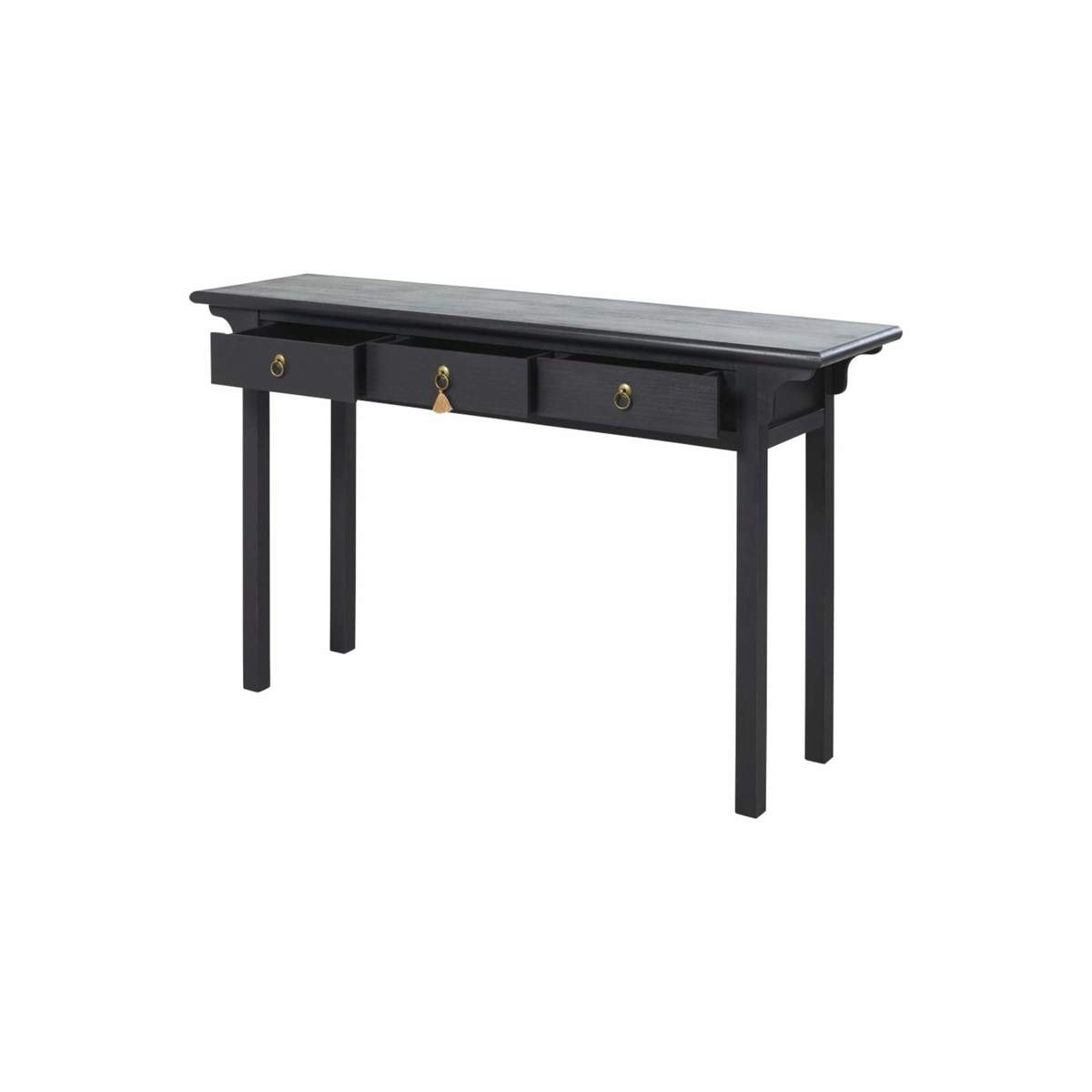 Black Solid Pine 3-Drawer Console Table Liya – image 2