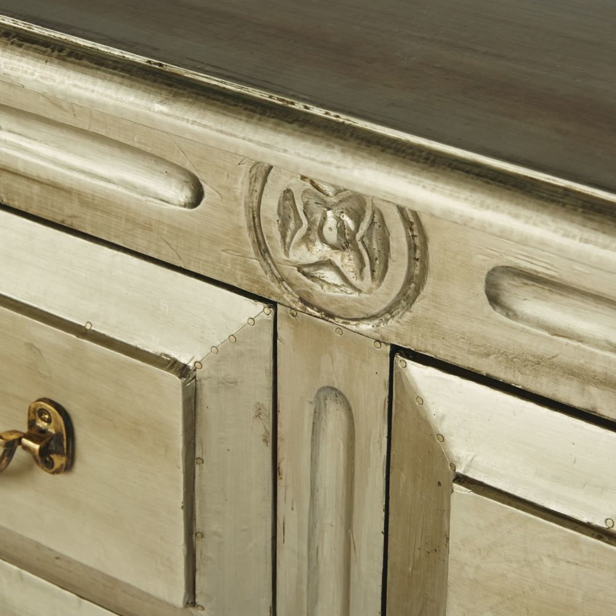 Silver Aged Effect Solid Mango Wood 3-Drawer Console Table Maharaja – image 5