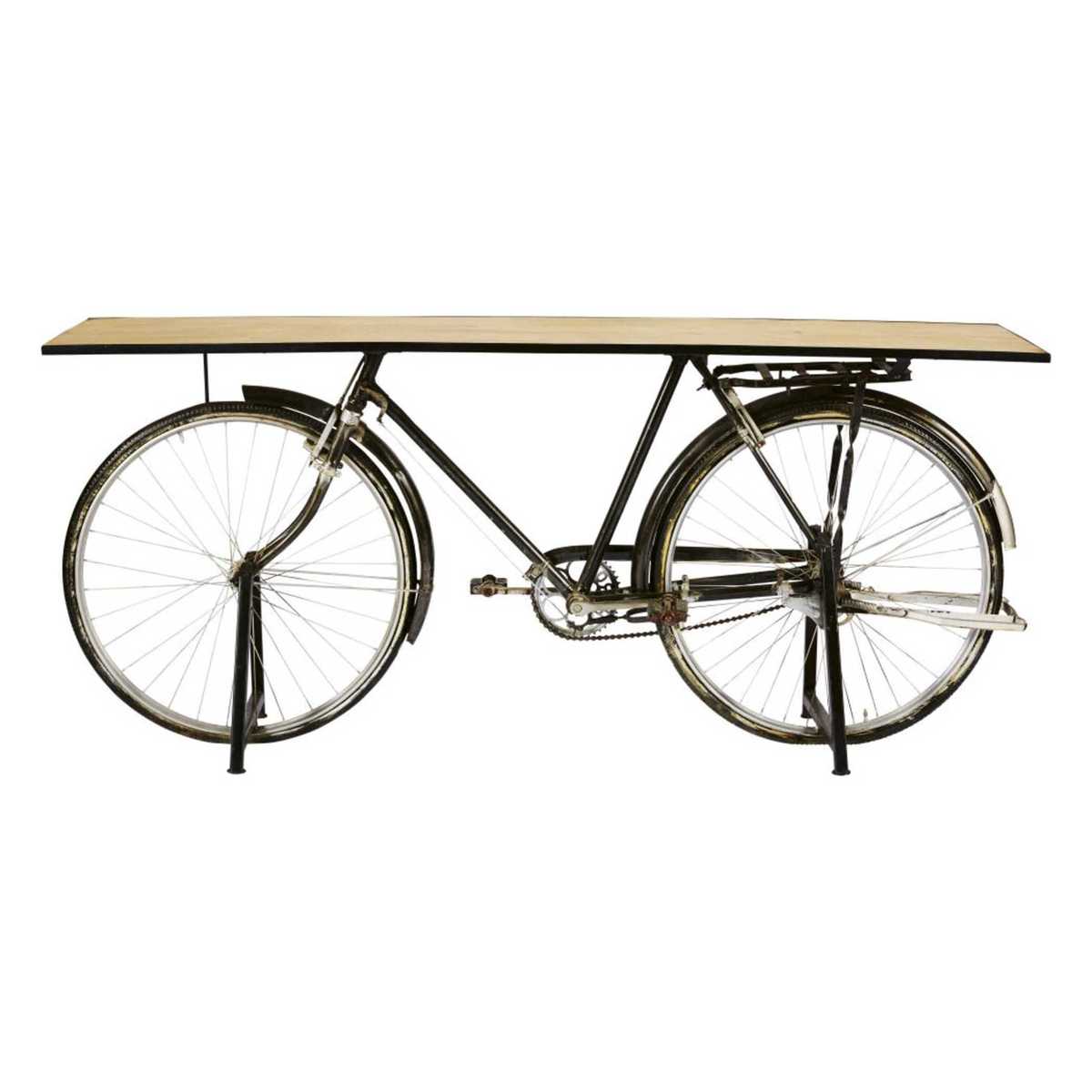 Black Metal and Mango Wood Industrial Bicycle Console Table Bicyclette – image 2